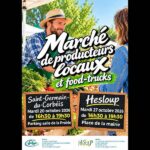 l'image indique les lieux et horaires des marchés d'Heloup et de St Germain du Corbeis
